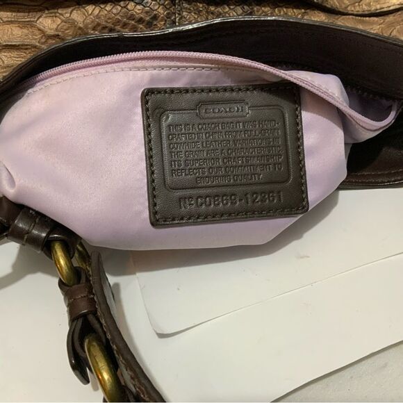 COACH LTD BLEECKER CHOCOLATE PRINTED PYTHON SLIM DUFFLE SHOULDER BAG PURSE RARE! - Picture 13 of 16